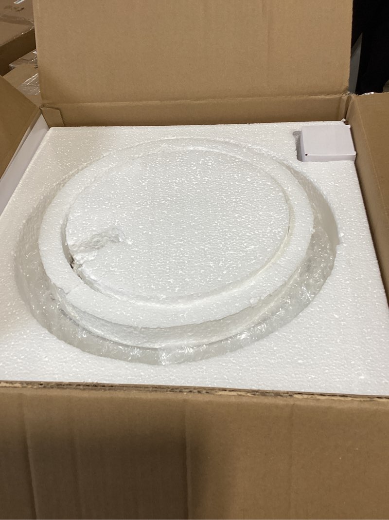 Condition photo showing New/Like New for wuzups chandelier rustic farmhouse industrial round semi-flushmount ceiling led light fixture with clear glass shades for bathroom kitchen foyer entryway, h 11.8" x w 13.4", e26 base, brushed gold h 11.8" * w 13.4" ceiling light, brushed gold, 1-light