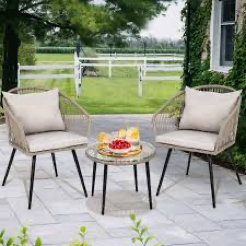 Huba Round 2 - Person 20'' L Outdoor Restaurant Bistro Set with Cushions