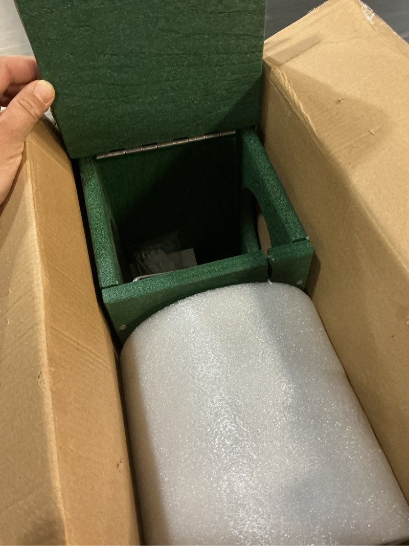 Condition photo showing Good Condition for kingsyard recycled plastic squirrel feeder for outside, squirrel feeder box with peanuts corn storage jar, sturdy & durable, weatherproof (brown)