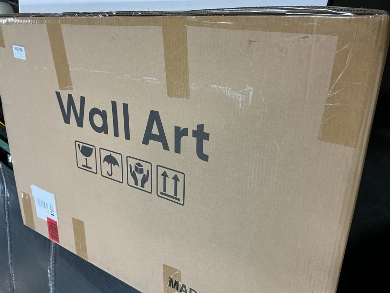 Condition photo showing New/Like New for framed neutral abstract wall art, large modern canvas prints paintings artwork for walls, minimalist black and beige pictures for living room, bedroom, hallway, home office wall decor 24x36 in 36"l x 24"w black beige c