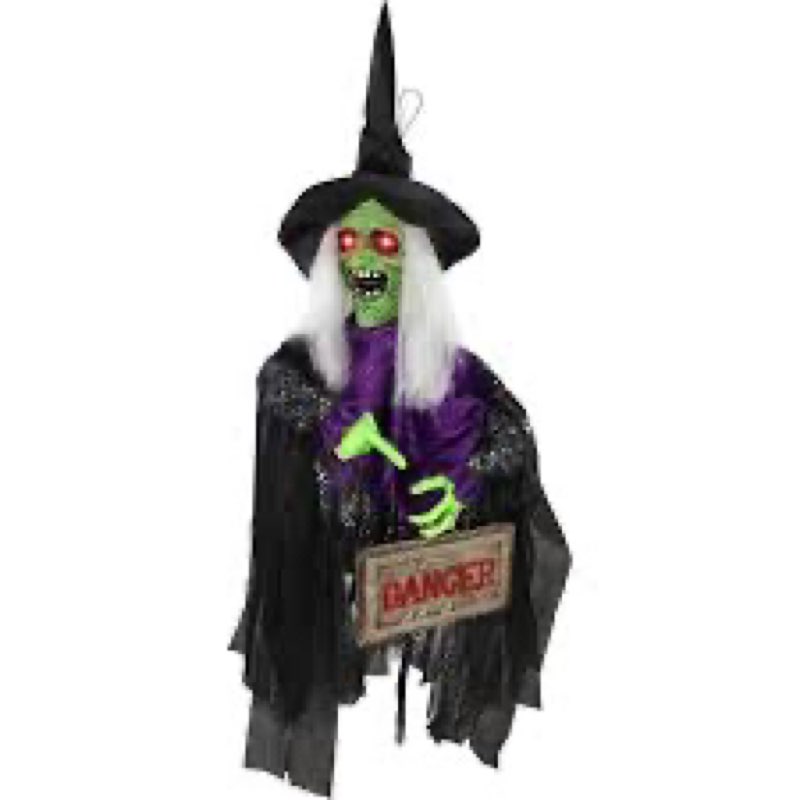 Haunted Hill Farm 44-in Animatronic Scary Talking Witch Groundbreaker with Touch Activated Lights an