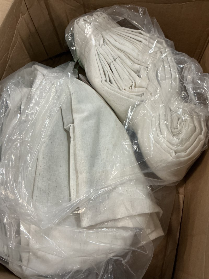 Condition photo showing Good Condition for 90 inch pinch pleated linen blackout curtains 2 panels for living room cream natural 100% black out curtains 90 inches long pinch pleat dual layer drapes birch ivory drapes for dining bedroom office