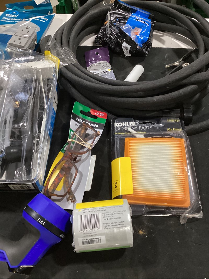 Condition photo showing As Is for miscellaneous lot: home improvement, lawn, etc items from kohler, kobalt & more….