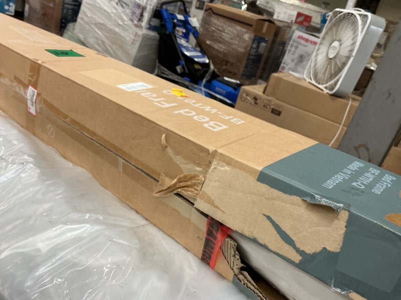 Condition photo showing As Is for Sweetcrispy Queen Size Bed Frame with Headboard, 800LBS Mattress Foundation with All Sturdy Metal Support, Under Bed Storage, No Box Spring Needed, Easy Assembly, Rust Brown Rust Brown Queen (U.S. Standard)