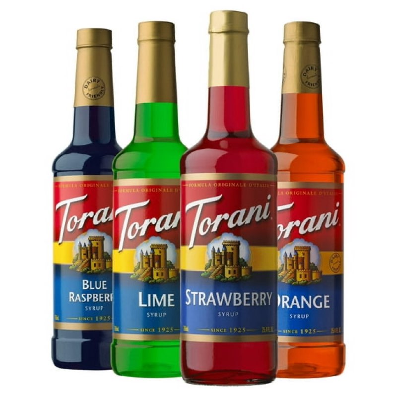(Best by date9/23/2026) Torani Flavored Drink Syrup Beyond Basic Variety Pack, Orange, Blue Raspberry, Lime, Strawberry 25.4 Fl Oz (Pack of 4)