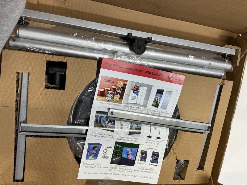 Condition photo showing Good Condition for Heavy Duty Multi-angle Adjustable Metal Painting Easel Stand,Sign Holder Stand,Poster Stand with Round Base- Outdoor Floor Standing Indoor Display Holder(Silver) Round Base Silver
