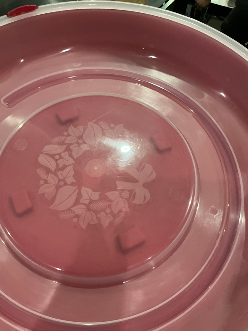 Condition photo showing Good Condition for homz products  red plastic wreath storage container (for wreaths up to 24-in