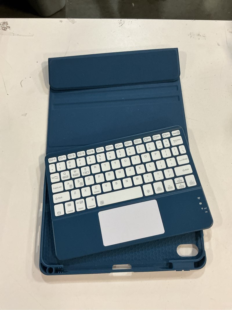 Condition photo showing New/Like New for harvopu compatible for ipad 11th 10th generation case with keyboard, folio cover with pencil holder, multi-touch trackpad, 7 color backlit, detachable keyboard for ipad (a16) 11th/10th gen (navy blue)