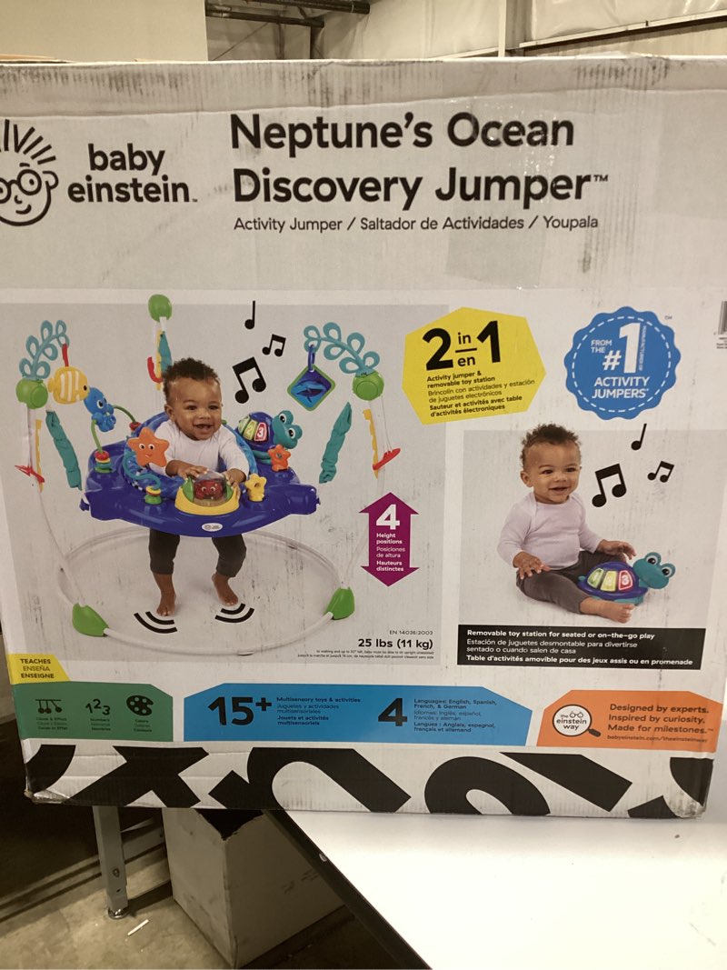 Condition photo showing New/Like New for Baby Einstein Neptune's Ocean Discovery Activity Baby Jumper Activity Center, Ages 6 Months +, Max Weight 25 lbs., Unisex