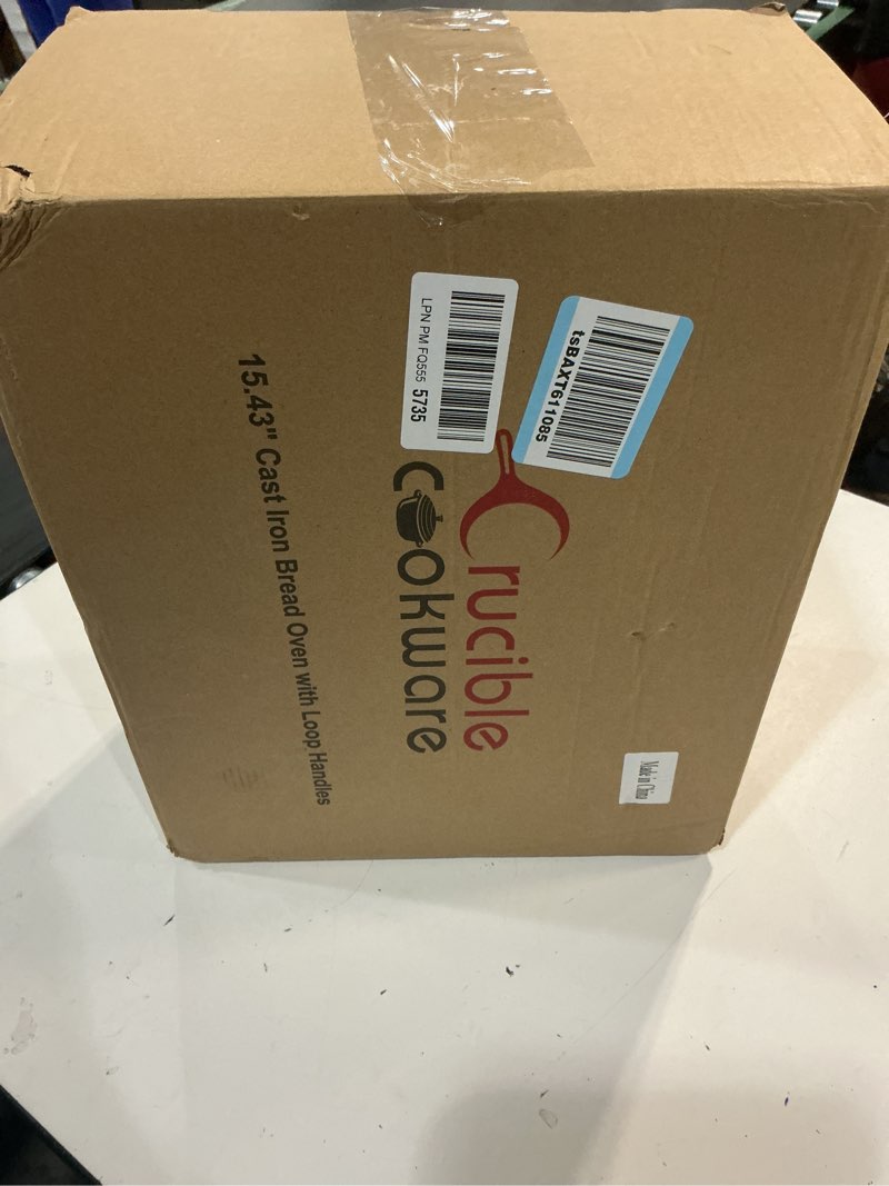 Condition photo showing New/Like New for Cast Iron Bread Pan with Lid (Pre-Seasoned) with Loop Handles – Oven Safe Form for Baking and Cooking, Artisan Bread Kit - Loaf Pan