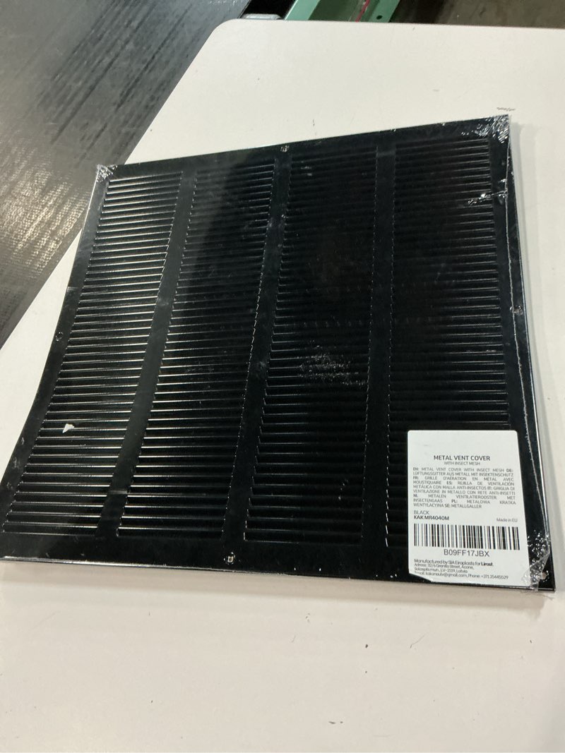 Condition photo showing Good Condition for 14x14 vent cover with built-in screen - black return air grille for wall or ceiling - rectangular metal hvac ventilation register - outer dimensions: 15.75" w x 15.75" h black 14x14 inch - duct opening