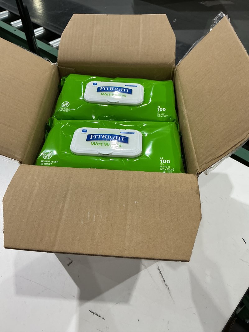 Condition photo showing Good Condition for fitright personal cleansing wipes with aloe (8x10 inch) | 600 pieces moisturizing body wipes for adults bathing and incontinence cleaning | unscented cloth adult wipes for elderly care