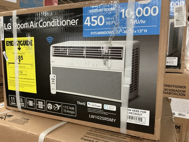 Condition photo showing New/Like New for 10,000 (doe) btu 115-volts window air conditioner cools 450 sq. ft. with wi-fi, remote and dehumidifier