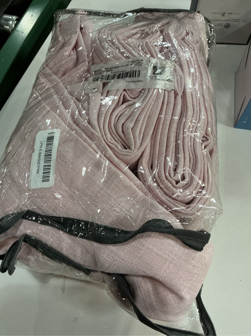 Condition photo showing Good Condition for pinch pleated pink linen curtains 120 inches long for girls bedroom living room light filtering extra long pleated semi sheer 120 inch curtains drape window panels pink blush babys nursery light pink 40"w x 120"l (pack of 2)