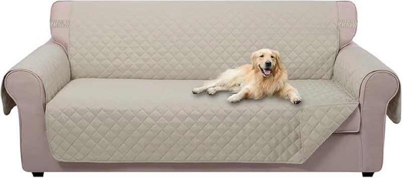 Product similar,Not Exact measurements,U-NICE HOME Reversible Sofa Cover Couch Cover for Dogs with Elastic Straps Water Resistant Furniture Protector for Pets Couch Cover for 3 Cushion Couch (Sofa, Beige/Beige)