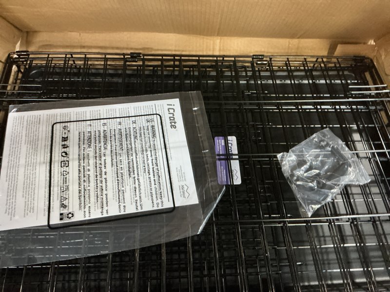 Condition photo showing New/Like New for midwest homes for pets 30-inch icrate for medium breeds, 21-40 lbs, single door folding dog crate with divider panel, leak-proof tray & secure latch, portable, durable & easy to assemble 30.7"l x 19.3"w x 21.5"h single door