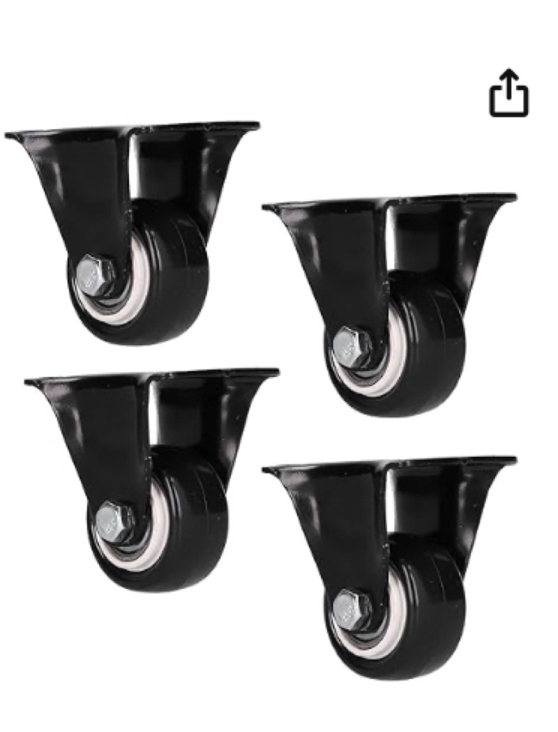 Caster Wheels, Quiet and Scratch 4pcs 40mm / 1.57in Dolly Wheels for Carts Case Toolbox Black