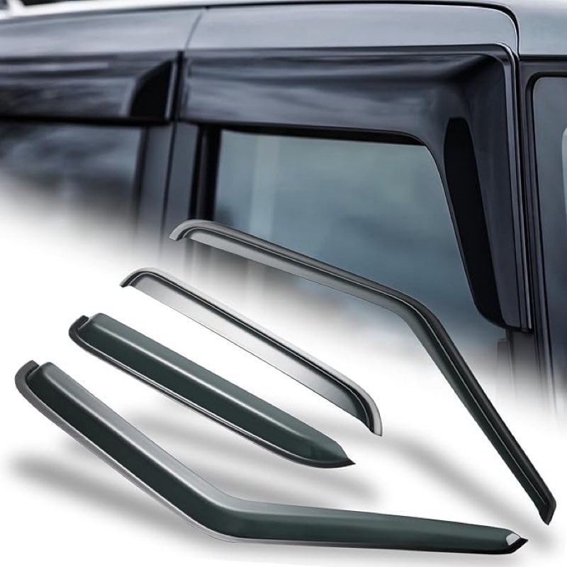 M-AUTO Protectores de Lluvia para Ventanas de Coche compatibles con Chevy Blazer 95-05 y GMC Jimmy 95-01, Viseras de Ventana compatibles con Oldsmobile Bravada 96-01, Cinta Adhesiva, 4 Piezas