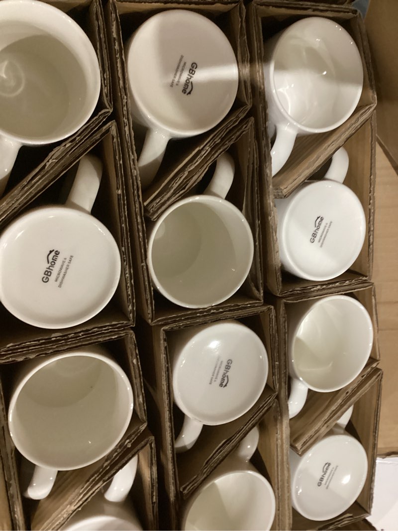 Condition photo showing Good Condition for GBHOME 12 OZ Off White Coffee Mugs, Ceramic Coffee Mugs with Large Handle for Man, Woman, Light Weight Coffee Mugs Set of 12 for Latte/Cappuccino/Cocoa/Milk, Dishwasher & Microwave Safe Off White 1 12 Piece Set