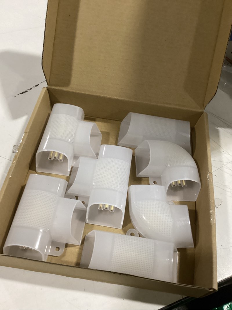 2x 180' connector, 2x 90' connector, 3x t connector accessories for garage lights, suitable brand only