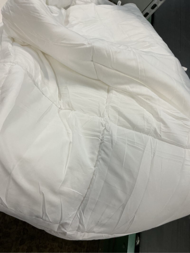 Condition photo showing As Is for amazon basics white down alternative comforter and duvet insert with corner tabs (king, all-season) king all-season