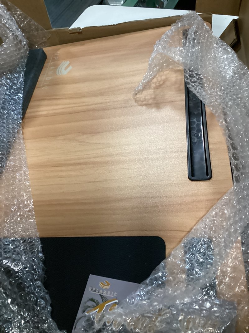 Condition photo showing Good Condition for Laptop Tray – Home Office Lap Desk with Built-in Mouse Pad, Wrist Rest & Phone Holder, Portable Laptop Stand with Cushion, Tablet Slot & Carry Handle, Ideal for Bed & Workspaces (Walnut)