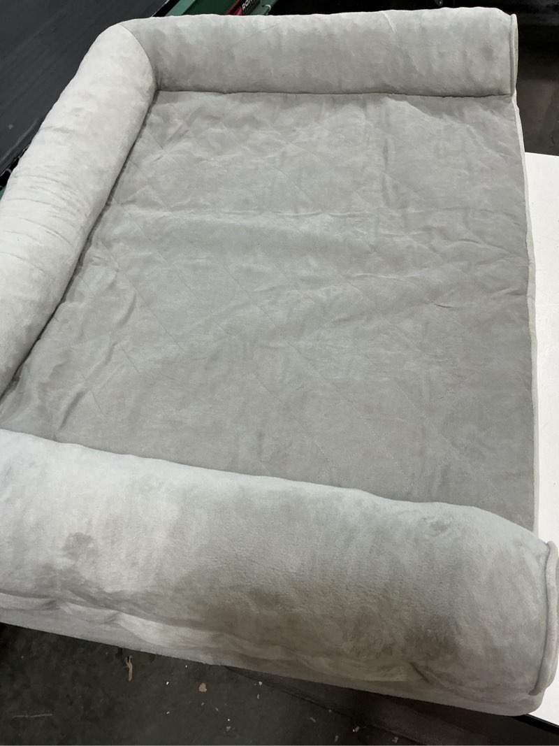 Condition photo showing As Is for furhaven pet dog bed - orthopedic faux fur and velvet traditional sofa-style
