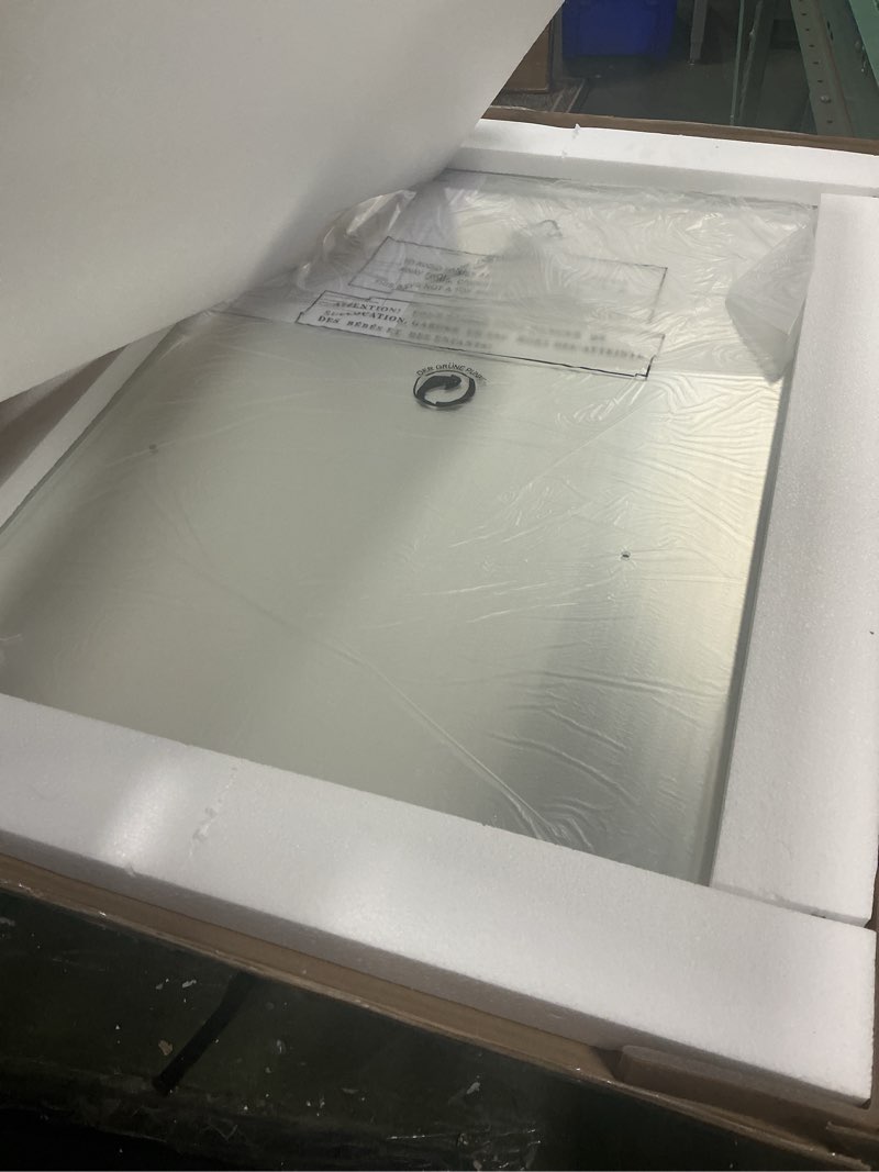 Condition photo showing New/Like New for White Bathroom Mirror 22x30 Inch, White Metal Framed Bathroom Mirror for Wall, Rounded Rectangle Matte Bathroom Vanity Mirror, Tempered Glass, Anti-Rust, Horizontal/Vertical White 22"L x 30"W