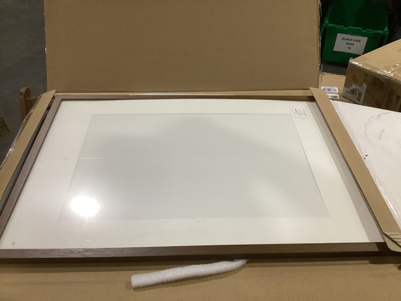 Condition photo showing As Is for 16x24 wood frame, solid oak 16x24 poster frames with mat to 12x18(openning size is 11.7x17.7), natural oak 24x16 frame, (walnut set of 1) 16x24 in - 1p walnut