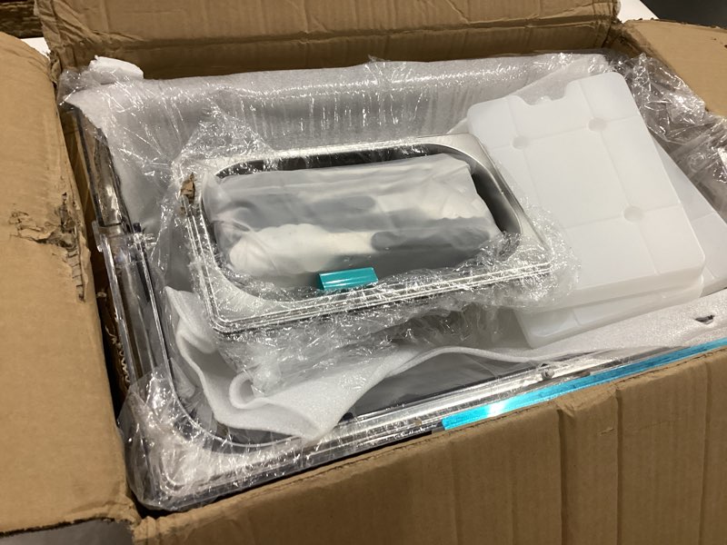 Condition photo showing Good Condition for tessco for you ice food spice serving display countertop chilled condiment container set with lid, stainless steel salad caddy for buffet restaurant kitchen party(4 compartments)