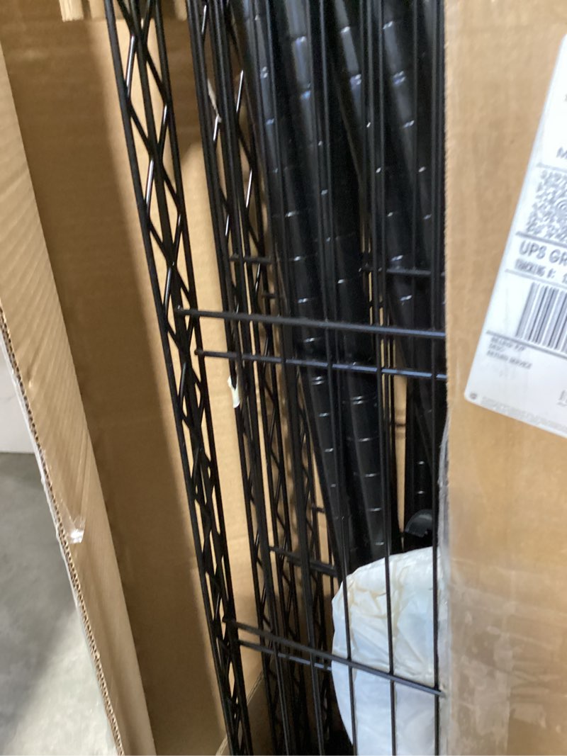 Condition photo showing As Is for amazon basics 5-shelf adjustable heavy duty steel wire storage shelves for garage, kitchen, easy assembly, 36" x 14" x 72", black no wheels 36" l x 14" w x 72" h black
