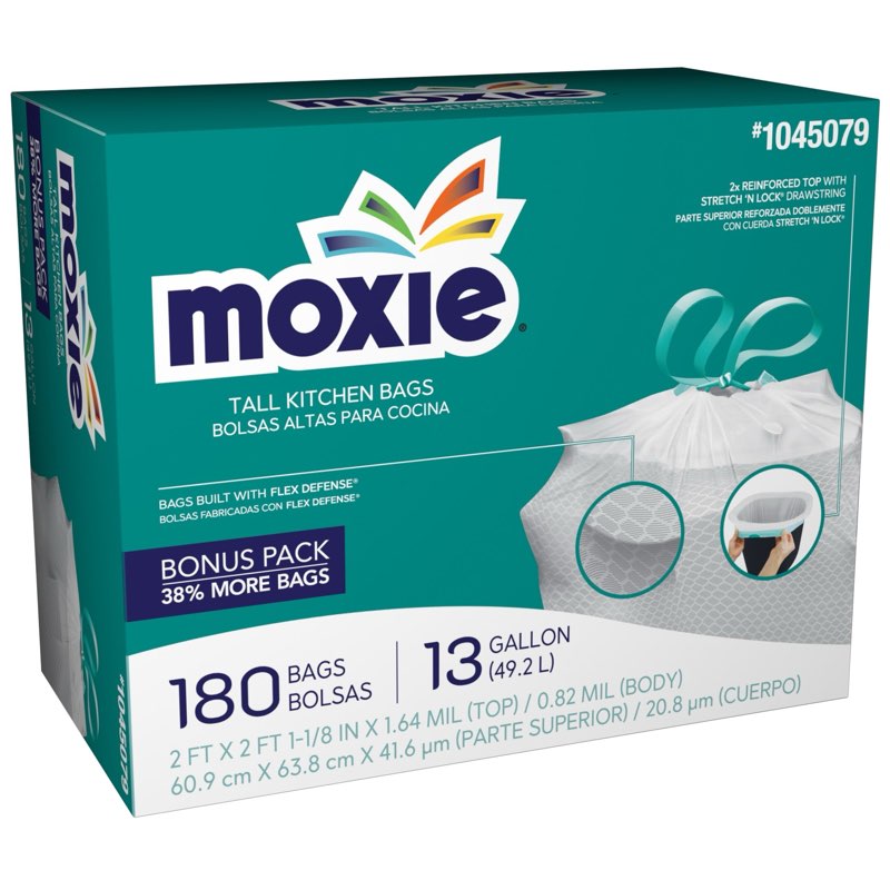  moxie 13-gallon lavender white indoor plastic kitchen drawstring