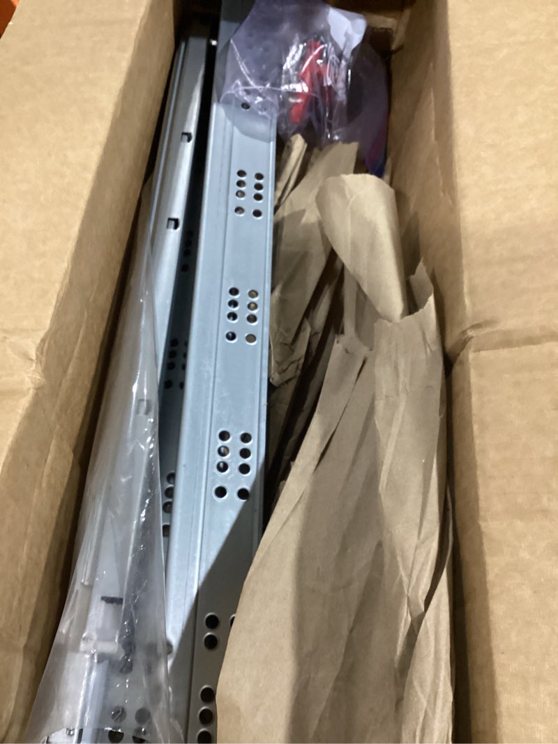 Condition photo showing As Is for soft close bottom mount drawer slides 21 inch rails with rear mounting bracket locking devices screws for face frame or frameless application?21 inch, 1 pair? 21 inch 1 pair