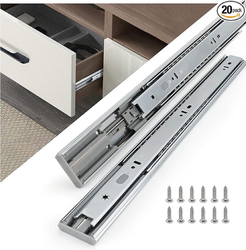 homdiy 10 Pairs Soft Close Drawer Slides 16 Inch - Heavy Duty Full Extension Drawer Slide Ball Bearing Slides for Cabinets, 100 LB Capacity