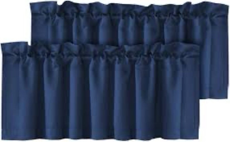 REWOMC 4 Panels Blackout Curtain Valances for Kitchen Living Room Bathroom Bedroom, 52" x 18" Navy B