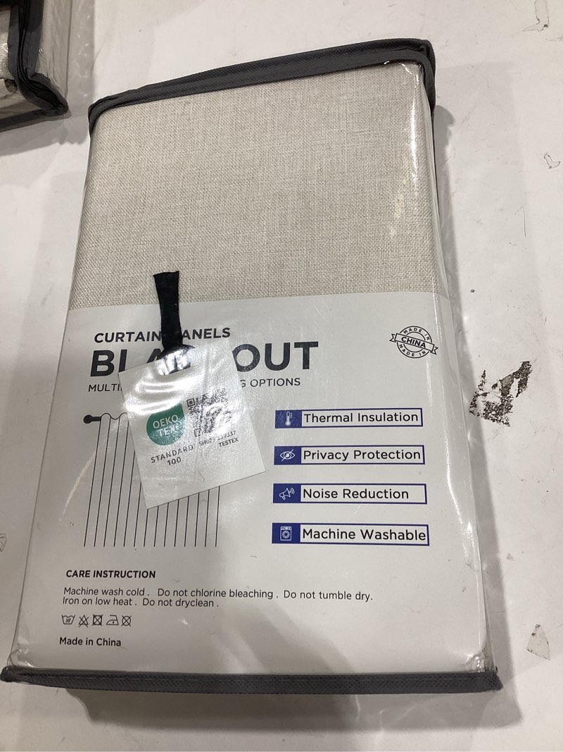Condition photo showing New/Like New for 100% Blackout Shield Linen Blackout Curtains for Bedroom 84 Inches Long, Back Tab/Rod Pocket Living Room Drapes, Thermal Insulated Blackout Curtains 2 Panels Set, 50" W x 84" L, Cream Cream 50"W x 84"L (Pack of 2)