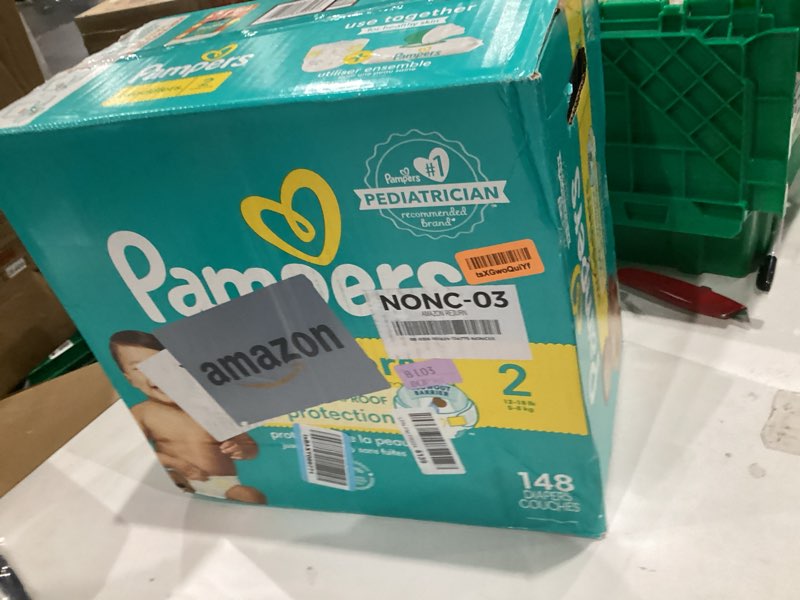 Condition photo showing New/Like New for Pampers Swaddlers Diapers, Size 2 (10-22 lbs), 148 Count, Absorbent, Keeps Baby Dry and Comfortable, Skin Safe Disposable Baby Diaper Size 2 148
