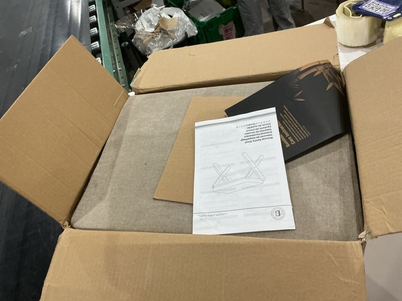 Condition photo showing Good Condition for Foldable Foot Stool Ottoman, Modern Foot Rest with Bamboo X Legs & Thick Foam Cushion, Folding Foot Stools Small Padded for Bedroom Living Room, Footstool for Chair Couch (Natural - Brown)