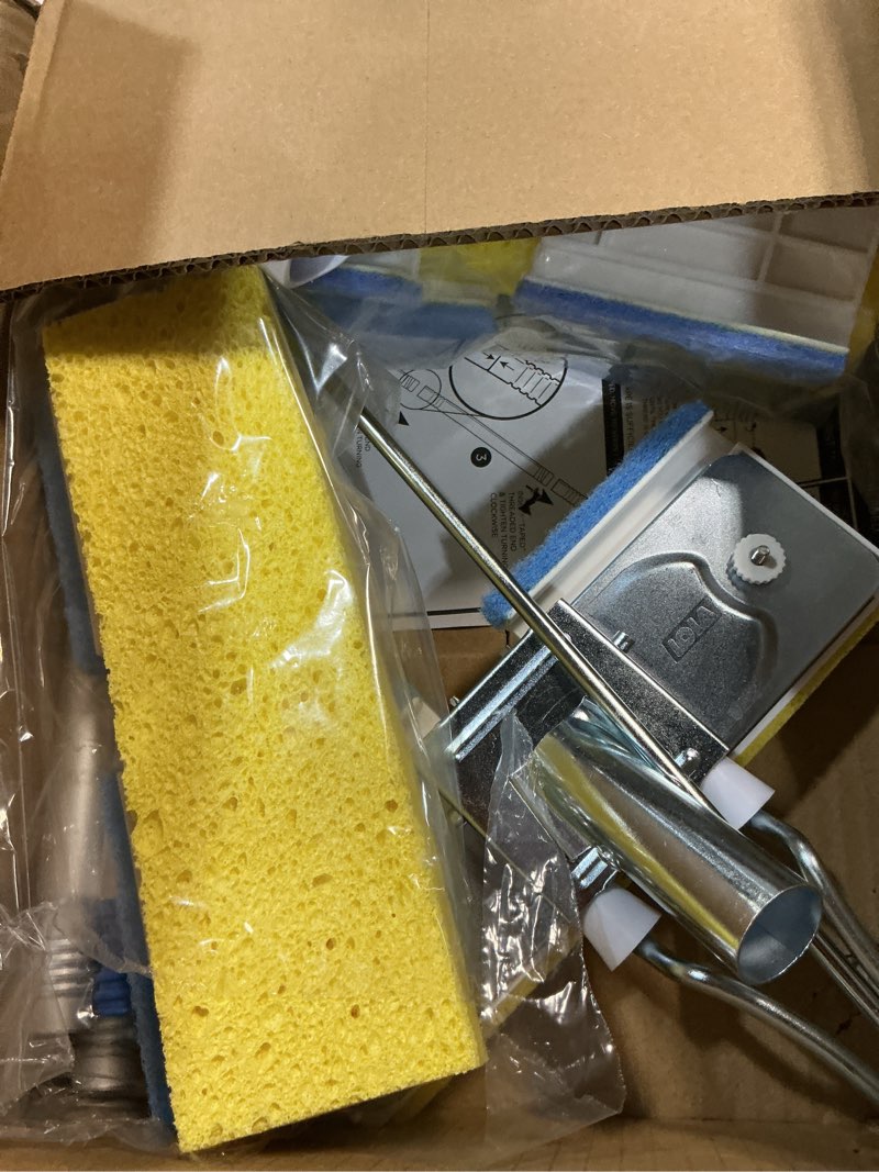 Condition photo showing Good Condition for lola squeezematic butterfly automatic sponge mop, 4 mop heads - 2 foam w/ cellulose layer & 2 all foam, 9" head w/ scuff remover
