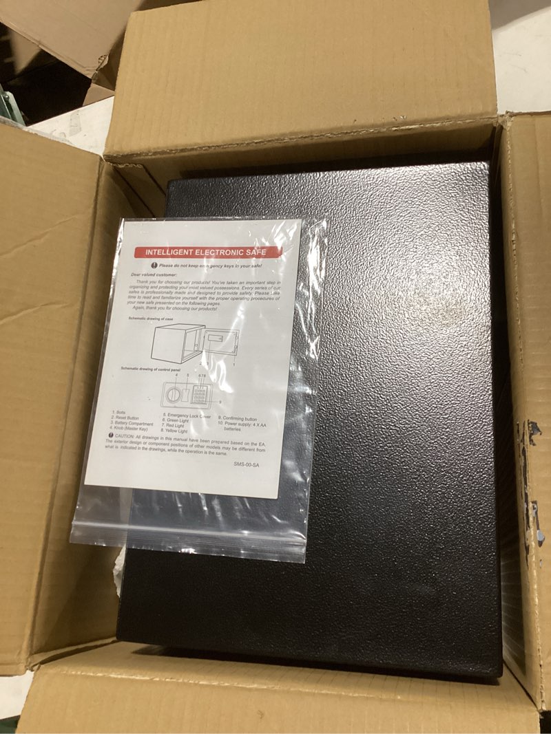Condition photo showing Good Condition for 1.2 Cuft Small Home Safes Water and Fireproof, Fire proof Safes for Home Use, Anti-Theft Security Safe Box With Digital Keypad & Removable Shelf and Led Light, Money Safes for Documents Valuables