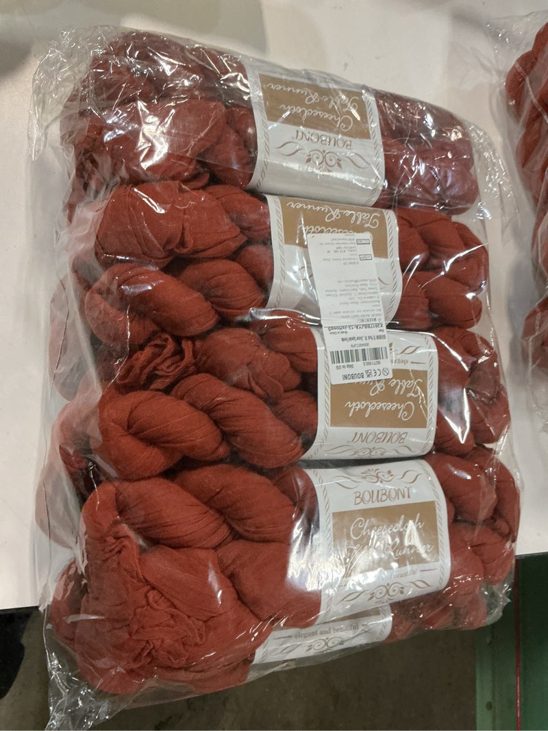 Condition photo showing New/Like New for 12 Pack 10ft Terracotta Cheesecloth Table Runner 35x120 Inch Boho Gauze Table Runner for Birthday Party Wedding Decoration Baby Shower Christmas Decor Special Events Terracotta 12