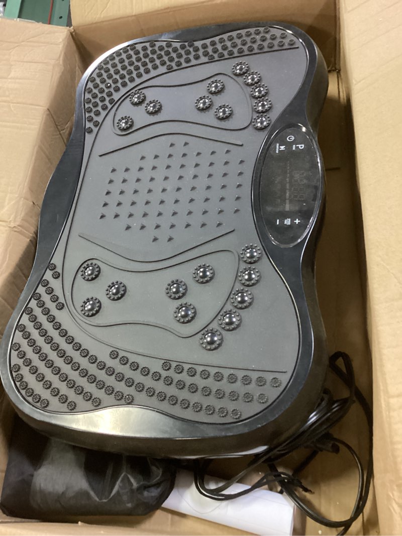 Condition photo showing Good Condition for vibration plate exercise machine, 130 levels full body workout vibrating plate for lymphatic drainage weight loss, 450 lbs capacity shake platform with resistance bands bluetooth for women men