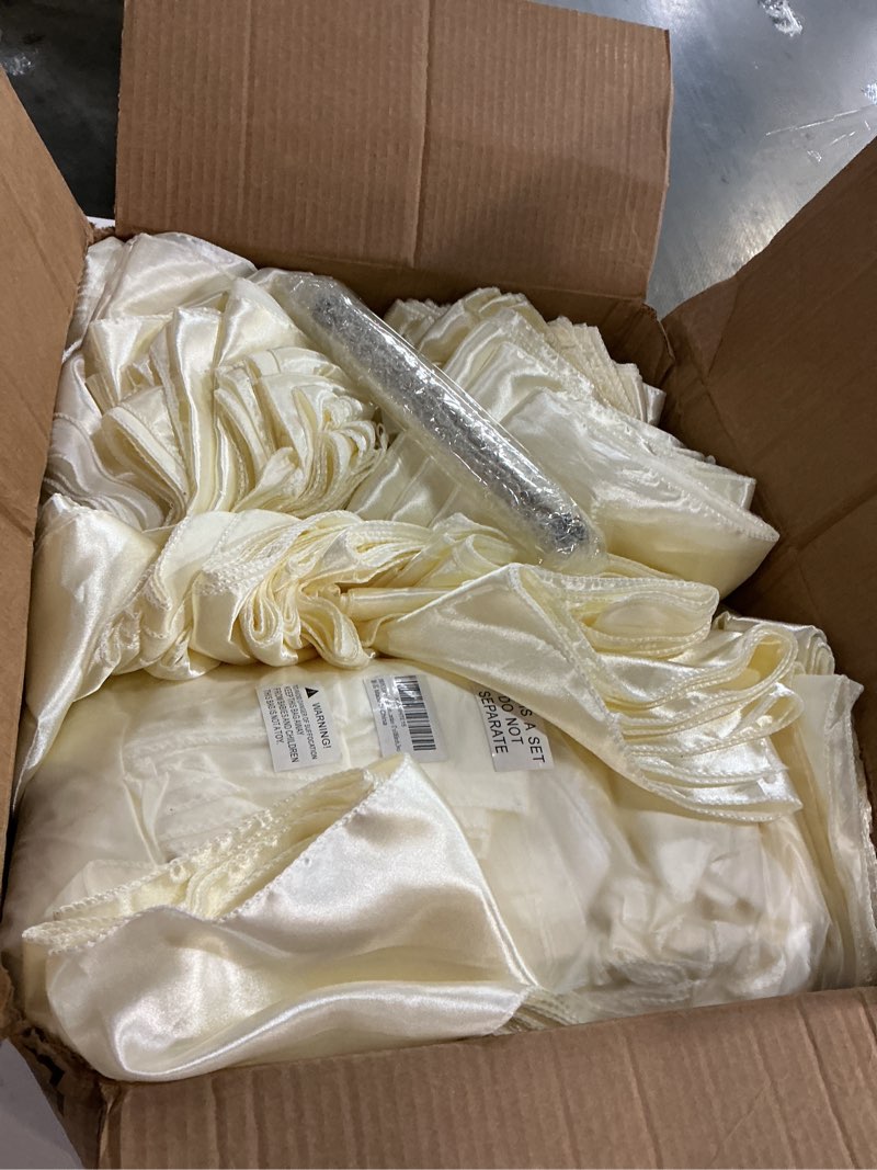 Condition photo showing Good Condition for 60 PCS Ivory Satin Chair Sashes, Ties Bows Designed Chairs Decorative, Chair Cover Sashes for Thanksgiving Wedding Christmas Banquet Party Home Kitchen Decoration (7 x 108 inch) Ivory 60 PCS Chair Sashes