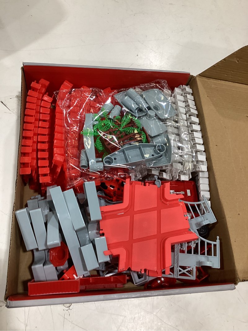 Condition photo showing Good Condition for bemiton race track playset for kids - flexible diy car track toy, educational birthday gift for boys ages 3 4 5 6 7, 330+ pcs building kit with fire trucks red fire station race track