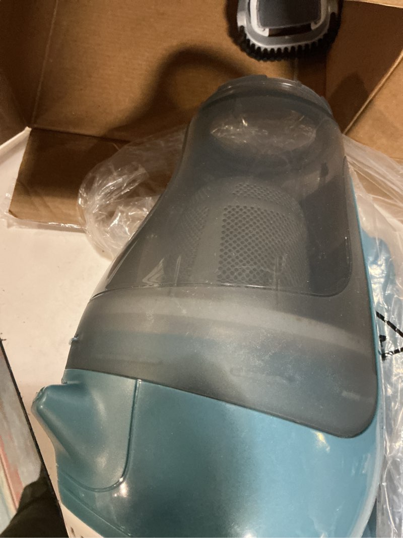 Condition photo showing As Is for black+decker dustbuster advancedclean handheld vacuum cordless, compact home and car vacuum with crevice tool, rotating nozzle and charging station, large dust bowl (chv1410l)