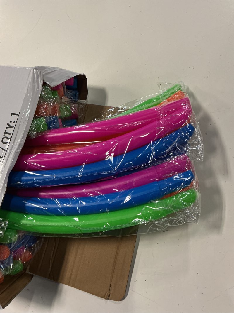 Condition photo showing New/Like New for 6 pack: toy hoop bundle pack - snap together detachable adjustable weight size plastic hoops - kids hoola rings for sports, exercise, playing, 32-inch