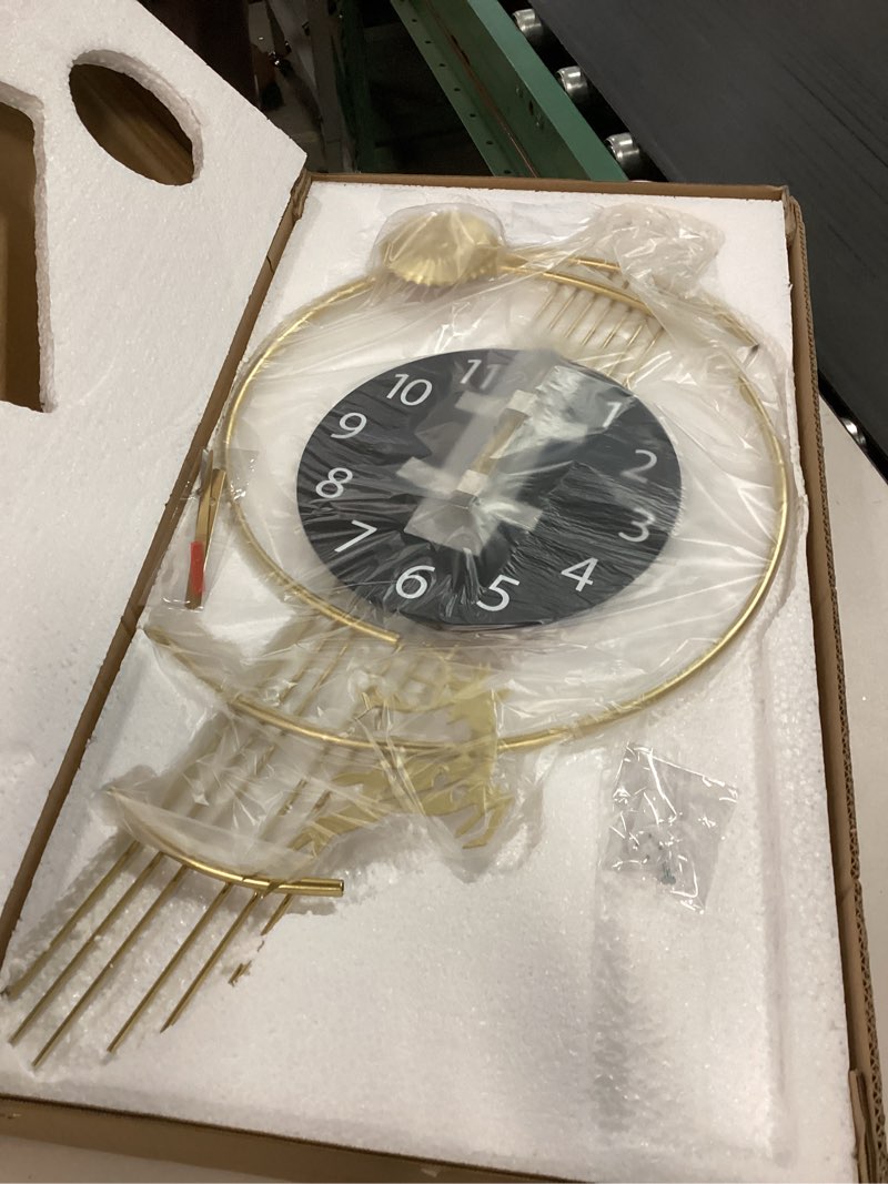 Condition photo showing Good Condition for Large Wall Clocks for Living Room,Silent Non Ticking Battery Operated Oversized Modern Wall Clock for Bedroom,Farmhouse,Office,Kitchen Home Wall Decor-14.9x32.2Inch(Golden) D-golden