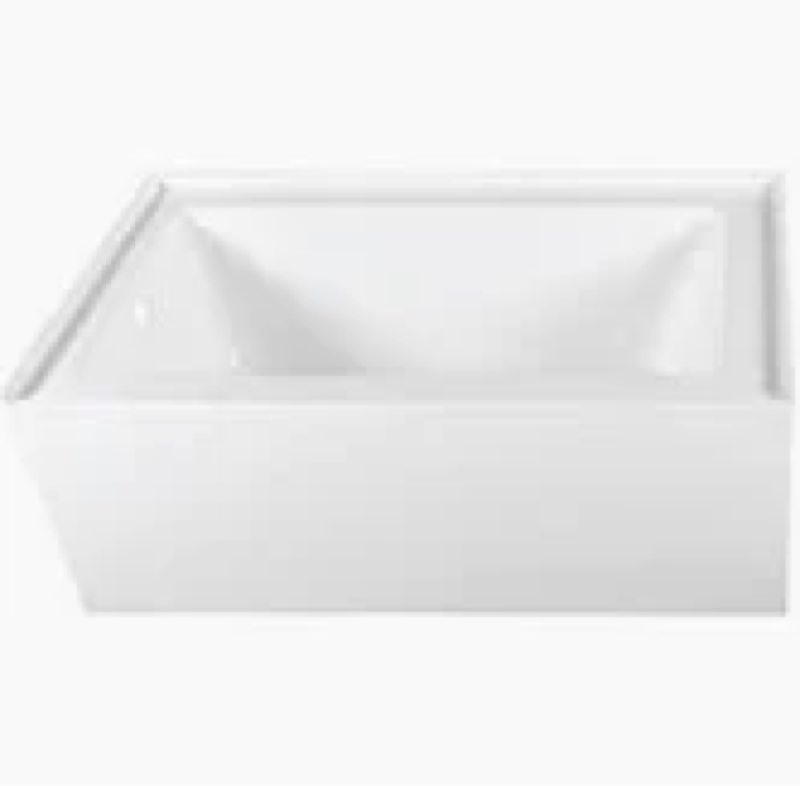 Kingston Brass Aqua Eden 60-Inch Acrylic Rectangular 3-Wall Alcove Tub Drain Location: Left