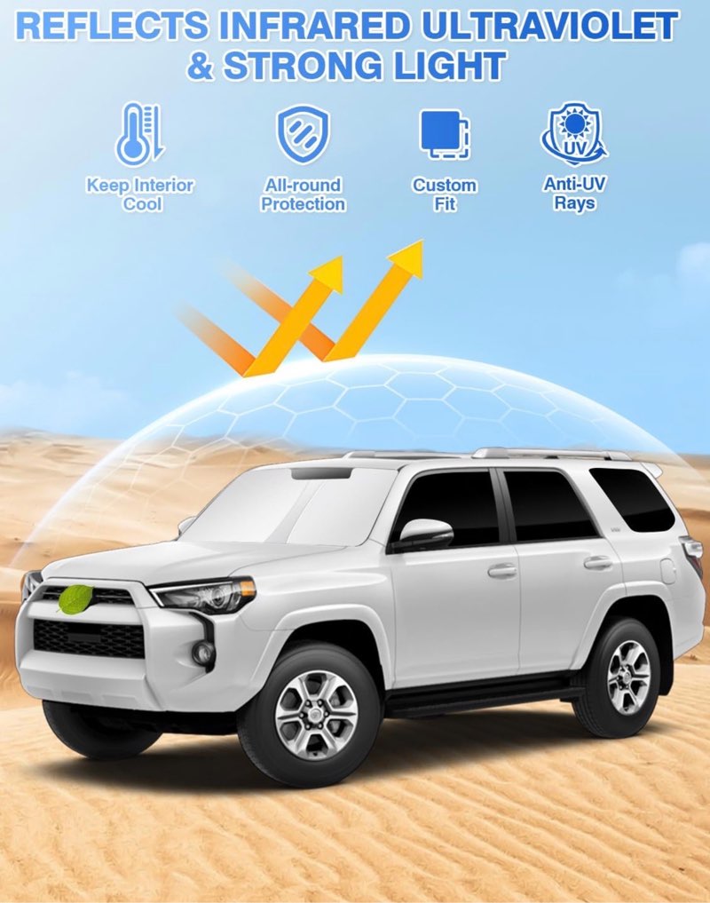 Canvcle Window Shades for 5th Gen Toyota 4Runner 2010-2024 Accessories Windshield Sun Shade Side Rear Window Covers Sunshade Full Set Sun Visor Privacy Protection Camping Keep Vehicle Cool Black 8PCS