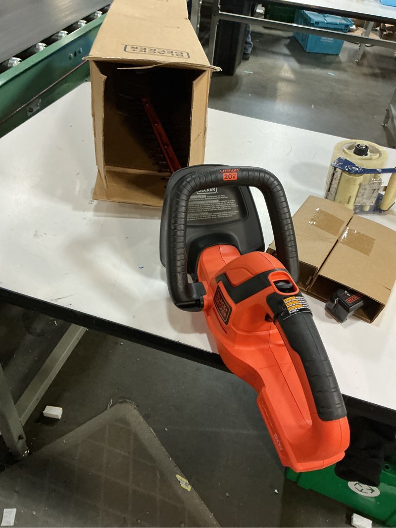 Condition photo showing Good Condition for black+decker 20v max cordless hedge trimmer, battery and charger included, 22 inch steel blade lightweight bush trimmer, soft grip, less vibration (lht2220)